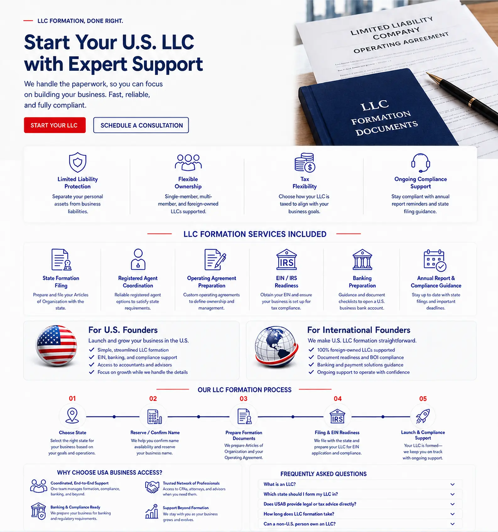 USA Business Access LLC formation services, benefits, process, and frequently asked questions